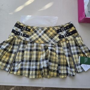 HALARA Yellow and Black Plaid Skirt